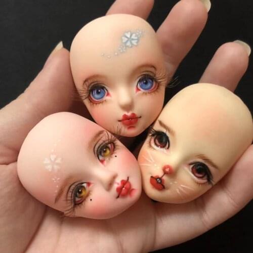 Customized doll head DIY hand painted 1/12 head with 30cm body plastic dolls Head circumference 11cm