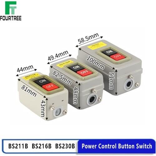 Power Control Button Switch Industrial Household Three-Phase Motor Start Button Press Switch BS211B 216B 230B 1.5/2.2/3.7/7.5KW