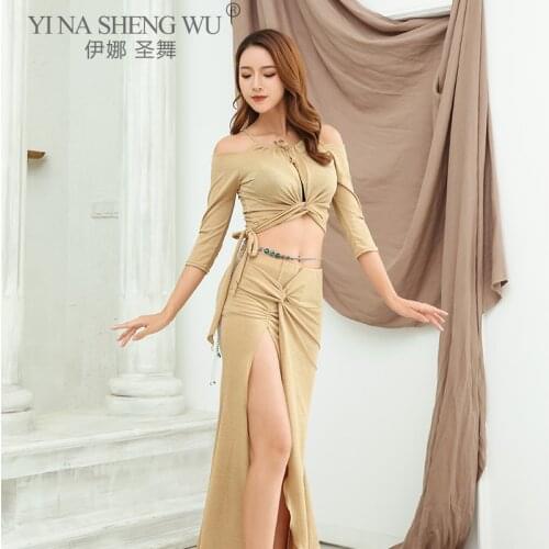 Loose Design Sexy Belly Dance Costume Tops Sexy Split Long Skirt Dance Costume Oriental Professional Dance Practice Clothes New