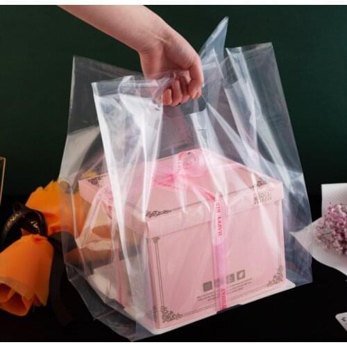 50pcs Frosted Transparent Portable Stand Plastic Baking 4" 6" 8" 10" Cake Bread Dessert Food Packaging Takeaway Bags