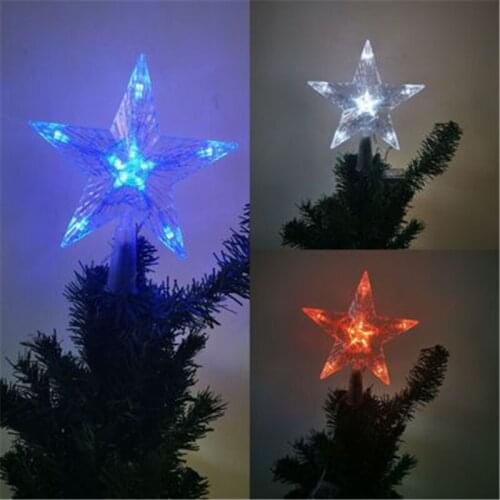 Flashing LED Star Light Xmas Christmas Tree Topper Star Decorations Light Battery Power for Home Navidad Kerst New Year Decor