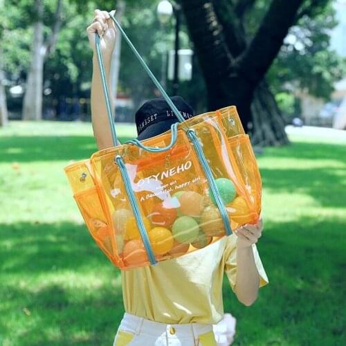 Fashion Transparent Bag Womens New Summer Jelly Single Shoulder Bag PVC Waterproof Beach Bag Large Capacity Tote Bag