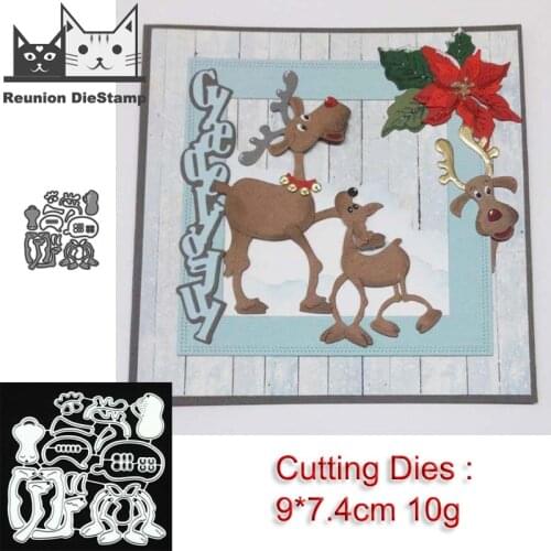 Reunion Christmas Deer Set Metal Steel Embossing Template Cutting Die Stencil for DIY Scrapbooking Card Album Craft New Dies