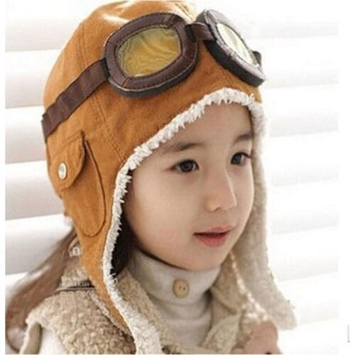 New Fashion Cute Winter Baby Toddler Baby Boy Girl Kids Pilot Aviator Warm Cap Hat Beanie Pilot Caps 2 Colors