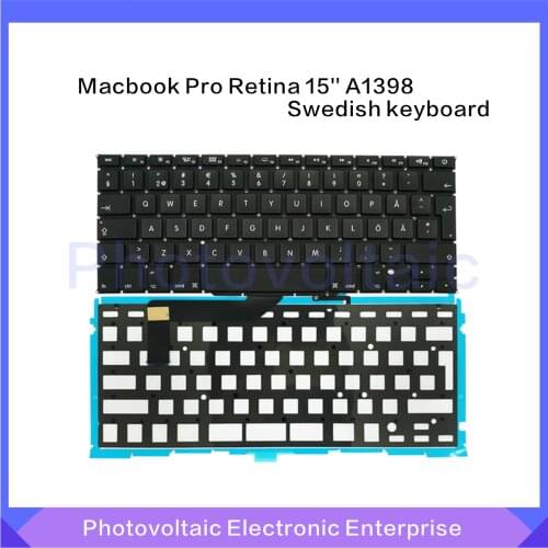 New Sweden Swedish Keyboard + Backlight For Macbook Pro 15" Retina A1398 2012 2013 2014 2015