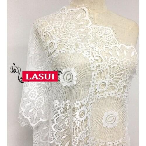 LASUI 0400 NEW 45 cm*3 meters=1 piece white,black DIY Weedding dress ,veil decoration Sewing high-end Eyelash French Lace Fabric
