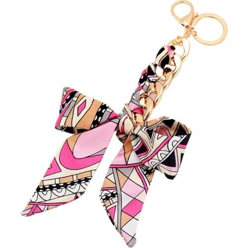 New Leather Scarves Ribbon Butterfly Key Chain Bowknot Decoration Tassels Key Ring Women Bag Jewelry Pendant CH3596