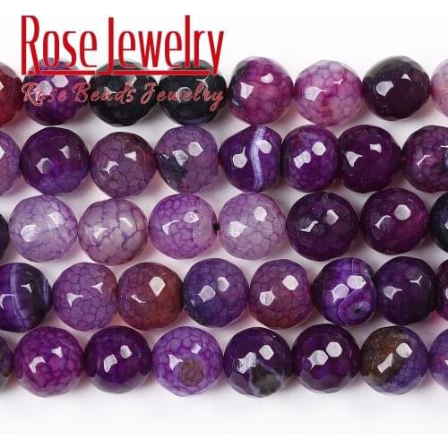 Faceted Natural Stone Purple Dragon Vein Agates Loose Beads for Jewelry Making Charm Accessories DIY Bracelet 15" 4/6/8/10mm