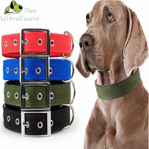 ULTRASOUND PET Strong Canvas Nylon Dog Collar Double Row Adjustable Buckle Pet Collar For Small Medium Large Dog