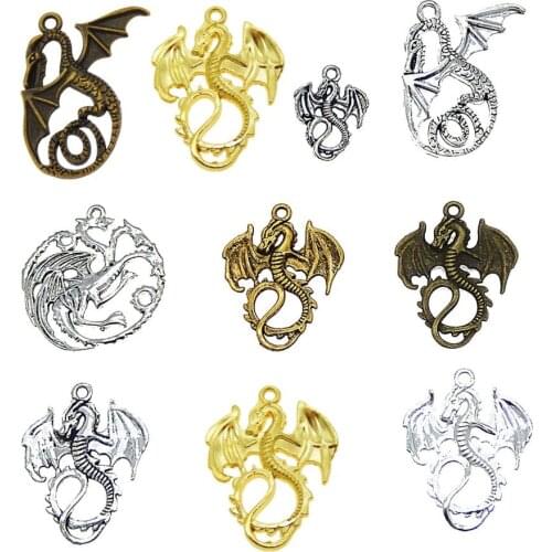 11PCS Dragon Animal Charms Mix Color Pendant Punk Earrings Vintage DIY Bracelet Making Jewelry Making Handmade Crafts