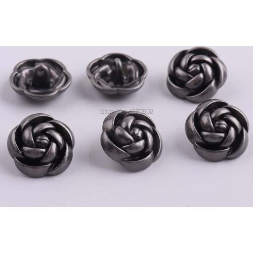 10PCS/lot Fashion 10/19mm Gunmetal Vintage Rose Flower Shape Metal Buttons Decorative for Clothing Diy Craft Sewing Accessories