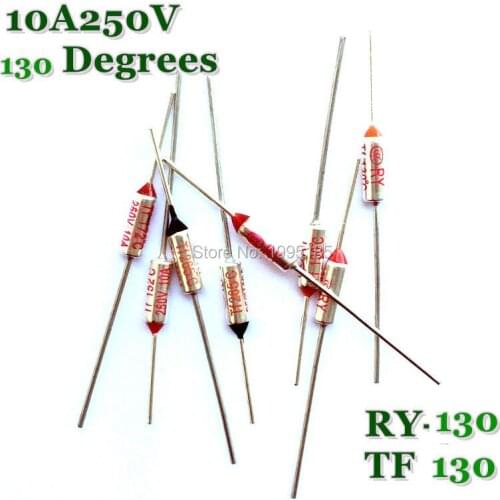 RY 10pcs/lot New Micro thermal fuse 10A250V 130 Degrees Tf 130 C Mini temp fuse metal shell Thermal Cutoff RY-130 RY130