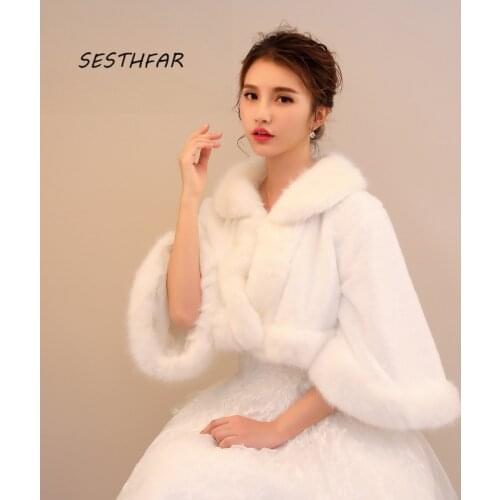 Wedding Shawl Beige Fashion Wedding Jacket Bride Wraps Winter Wedding Dress Wraps Bolero Bridal Coat Accessories PJ052