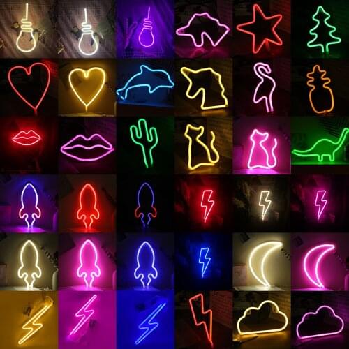 LED Neon Sign Aesthetic Room Decor Wall Lamp USB Cute Battery Powered Birthday Party Bar Home Gift Wedding Festival Night Light