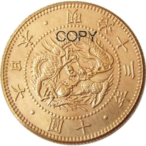 Japan 10 Yen - Meiji 9，10，13 years Coin Copy Gold Plated 29.42 mm