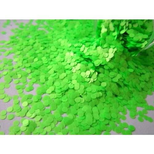 Bright neon green Fun Dots Translucent Glitter Medium Dots Cut Hex for Nail Polish Nail Art Scrapbooking and Crafts