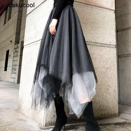 Cakucool 2019 new chic spring and summer dark punk lazy wind high waist multi-layer gradient pettiskirt skirt women