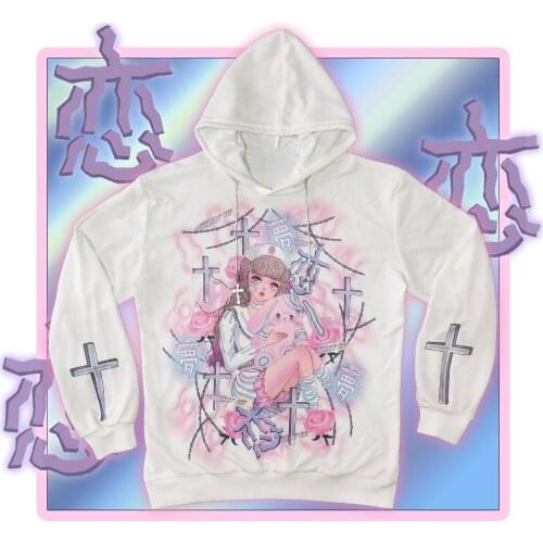 STARRY UFF Original Design resell Japanese Little Nurse Cross Cotton Sweatshirt Hoodies White Cute Girls Pullover