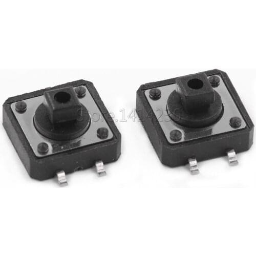 100PCS 12x12x7.3mm Tactile Push Button Switch Momentary 12*12*7.3MM Micro switch button SMT Black Square head