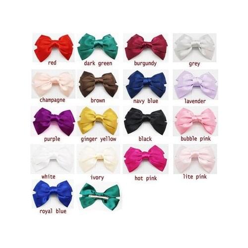 12 pcs/lot U Pick Big Hair Satin Bow Hair Clips Hairpins Hair Accessory