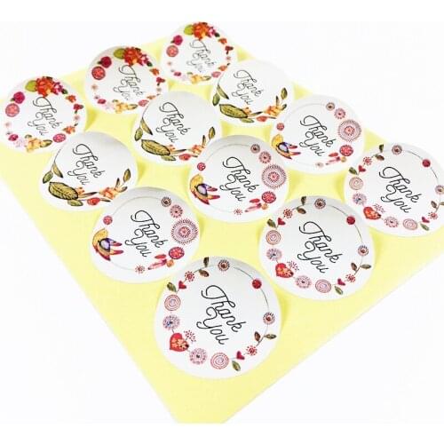 1200 Pcs/lot Kawaii Floral Hoop DIY Sticker Thank You Seal Sticker Design Kraft Paper Sticker DIY Gift Seal Sticker