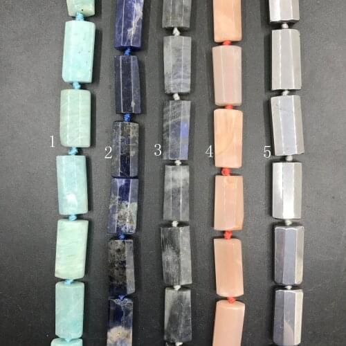 13pcs/strand,Faceted Rectangle Slab Slice Pendant Beads 5 Stone Choice,Sodalite Labradorite Amazonite Gems Nuggets Jewelry Bulk