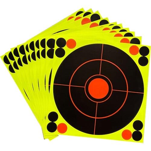 8"X8" Self-Adhesive Splatter Splash & Reactive Shooting Sticker Targets(Central Red Dot+Cross) 10 Pcs/Pack for all weapons