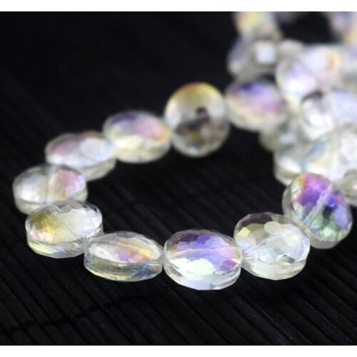 9 Colors 14x8mm Flat Round Shape Beads 50pcs/lot Faceted Crystal Glass Charms Favor Girls Jewelry Earrings Hair Hoop Accessories