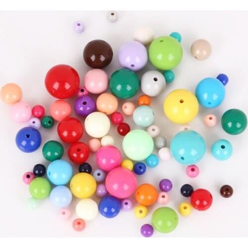 6/8/10/12/14/16mm Mixed Color Acrylic Solid Bubblegum Beads for DIY Bracelet Accessories Jewelry Making Children Gifts Handcraft