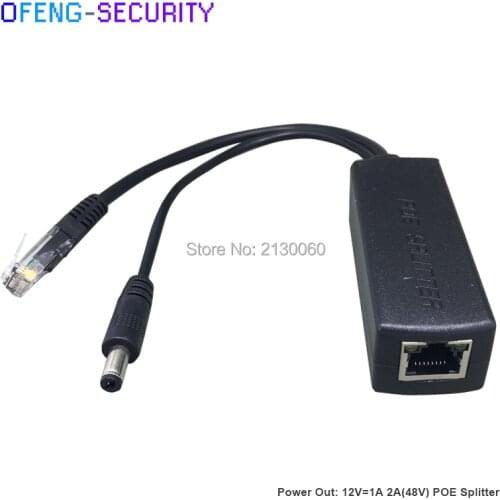 Active POE Splitter 48V to 12V IEEE802.3af/at Standard Active 10/100Mbps For IP Cameras 12V/1-2A Output, power over ethernet