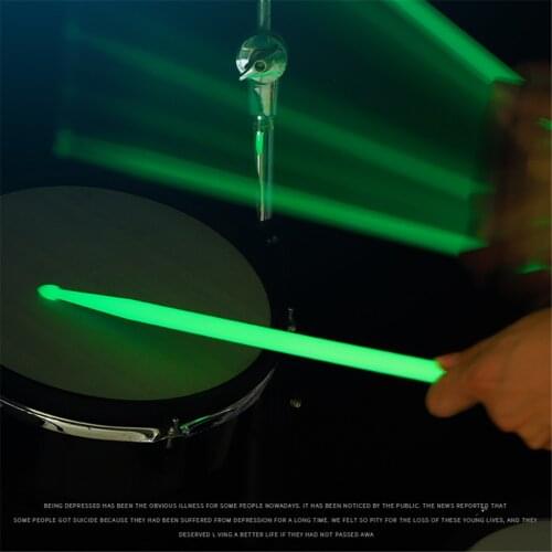 1 Pair 5A Drumstick Luminous Drum Stick Drum Set Fluorescent Drumsticks Glow in The Dark for Kids Beginner