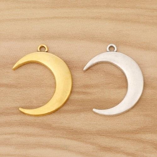 30 Pieces Tibetan Silver/Gold Tone Crescent Moon Charms Pendants Beads For Bracelet Necklace Earring Jewellery Making Findings