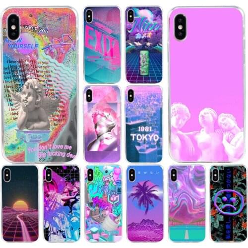 154H Vaporwave Aesthetics Soft Silicone Tpu Cover phone Case for iphone 5 5s se X XR XS Max case