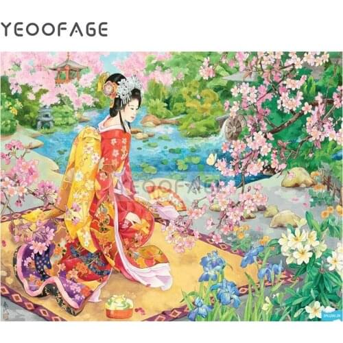 Diy 5D Diamond Painting Cross Stitch Japanese woman Full square Diamond Emboridery Diamond Puzzle mosaic rhinestone Home Decor