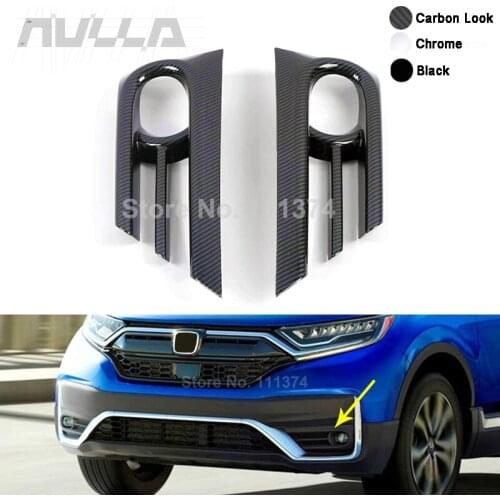 For Honda CR-V CRV 2020 Carbon Look Chrome Black Car Front Rear Fog Light Lamp Decor Frame Cover Trim Decoration Accessories