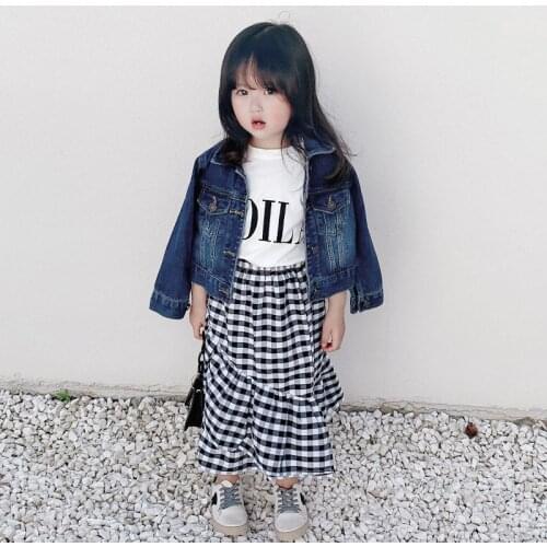 Girls Denim Lapel Single-breasted Loose Casual Jacket Baby Girl Winter Clothes Toddler Fall Clothes 2021 Jackets Little Clothing