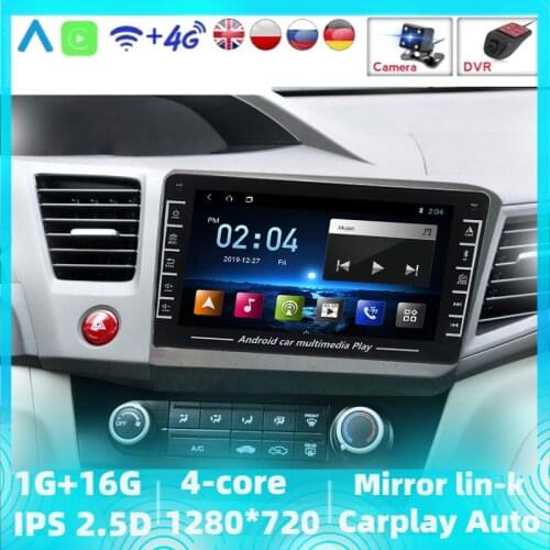 1280X720 HD Android GPS Navigation For Honda Civic 2012 2013 2014 2015 Multimedia Radio Video Player Floating Window/Carplay