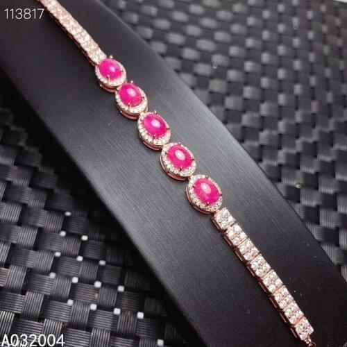 KJJEAXCMY Fine Jewelry 925 Sterling Silver inlaid gemstone ruby women hand bracelet noble support detection