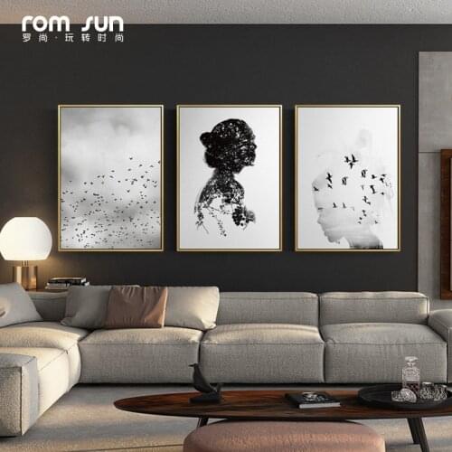 Modern Nordic Style Abstract Butterfly Girl Canvas Painting HD Art Wall Pictures For Living Room Home Decor Posters And Prints