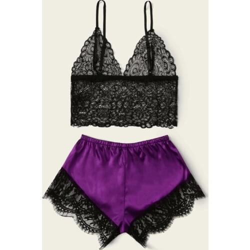 Fashion Women 2pcs Rayon Pajama Set Sexy Lace Spaghetti Strap Kawaii 5 Colors Homewear Ladies Hot Sleepwear Female Party Set