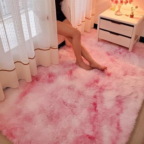 Bedroom Carpet Pink Tie-dyed Soft Fluffy Lounge Floor Rugs For Girl modern Living Room Center Carpets Non-slip Entrance Door Mat