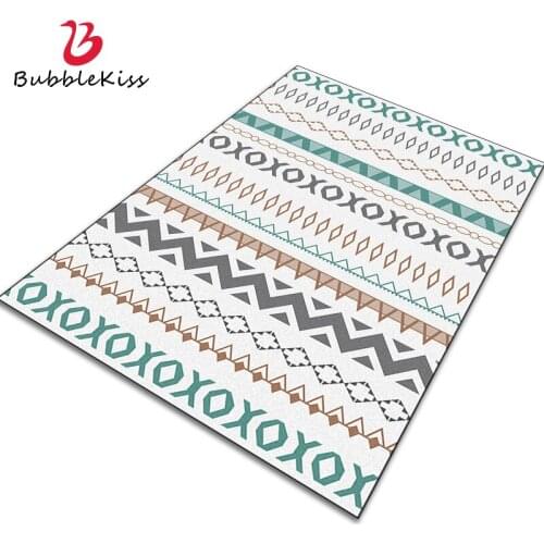 Bubble Kiss Ethnic Style Carpets For Living Room Fashion Home Customize Rug Green Geometric Decor Floor Mats Anti Slip Foot Pad