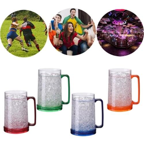 Freezer Ice Beer Mug Double Wall Gel Frosty Beer Cup Drinking Glasses Clear Cooling Wine Cup