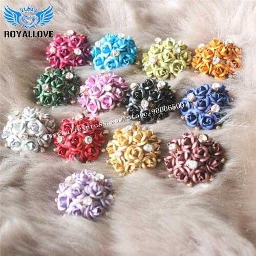 High quality Crystal Roses Buttons Gold Rhinestone metal sewing buttons DIY Coat Sweater Clothing Jewelry Decoration Craft