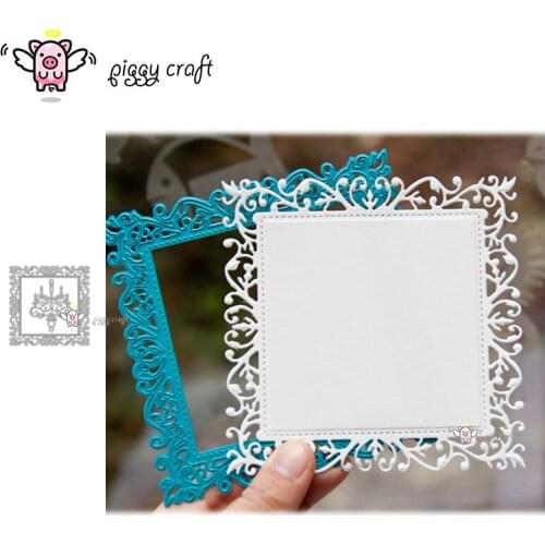 Piggy Craft metal cutting dies cut die mold Lace leaf vine square frame Scrapbook paper craft knife mould blade punch stencils