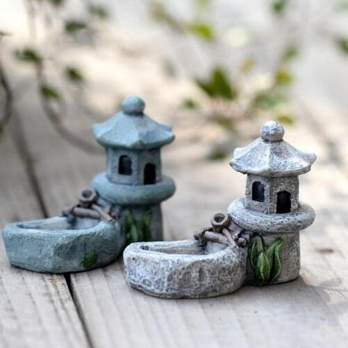 4*5cm Pond Figurines Miniature Resin Craft For Home Zen Tower Decoration Garden Relaxation Home Tea Pet