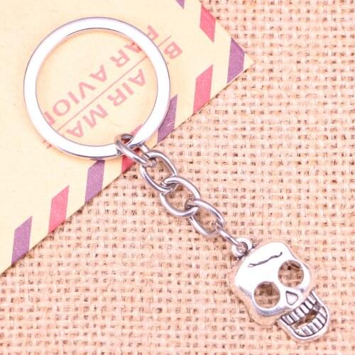 20pcs New Fashion Keychain 23x12mm skeleton skull Pendants DIY Men Jewelry Car Key Chain Ring Holder Souvenir For Gift