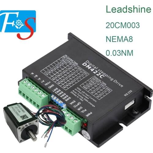 New Leadshine 2 phase 20CM003 NEMA 8 stepper motor 0.03 Nm Shaft diameter 4mm+ DM422C motor driver For CNC Rounter 3d printer