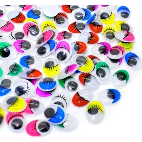 100pcs Oval Random Color With the Eyelashes Eye Activities Moving Eyes Plastic Eyes Scrapbook For Toy/Scrapbook DIY Crafts