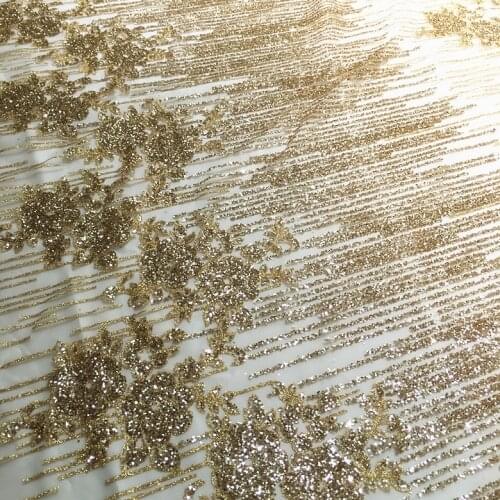 Heavy shower golden champagne gold shiny sequins dress costumes gauze patch stone wedding cloth